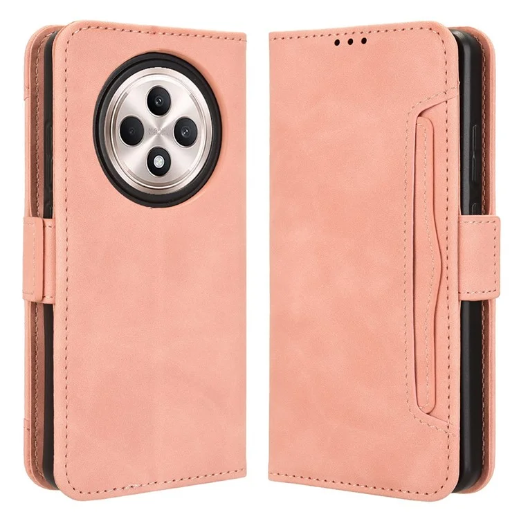 For Oppo Reno12 F 5G / Oppo F27 5G Case Multiple Card Slots Leather Stand Phone Cover - Pink-Cellmalls