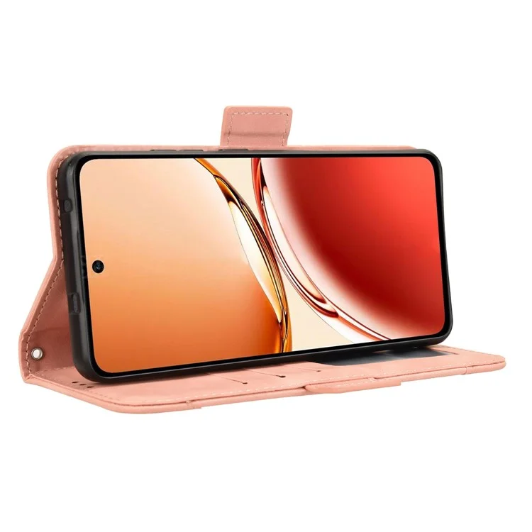 For Oppo Reno12 F 5G / Oppo F27 5G Case Multiple Card Slots Leather Stand Phone Cover - Pink-Cellmalls