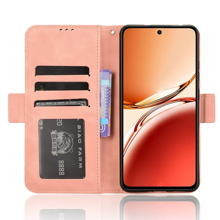 For Oppo Reno12 F 5G / Oppo F27 5G Case Multiple Card Slots Leather Stand Phone Cover - Pink-Cellmalls