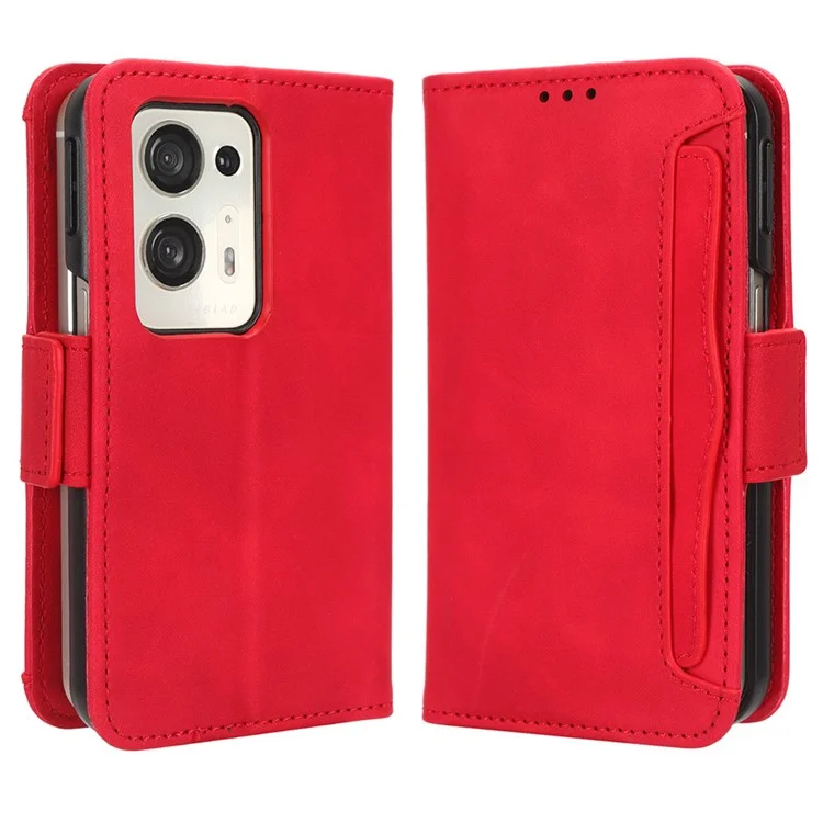 For Oppo Find N2 5G Multiple Card Slots Flip Stand Cover Shockproof PU Leather Wallet Phone Case - Pink-Cellmalls