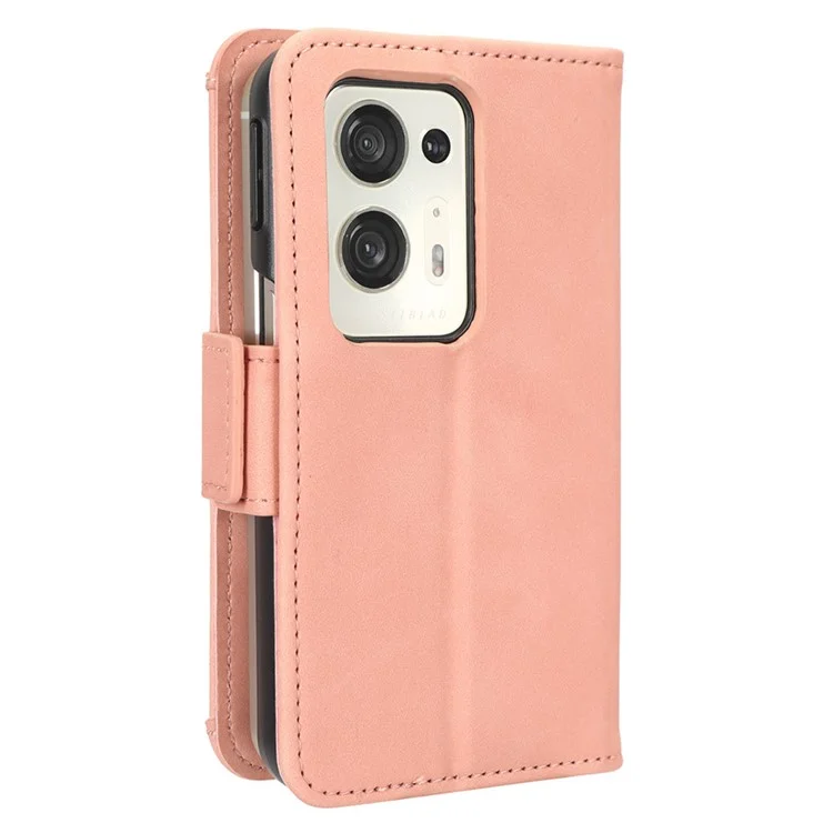 For Oppo Find N2 5G Multiple Card Slots Flip Stand Cover Shockproof PU Leather Wallet Phone Case - Pink-Cellmalls