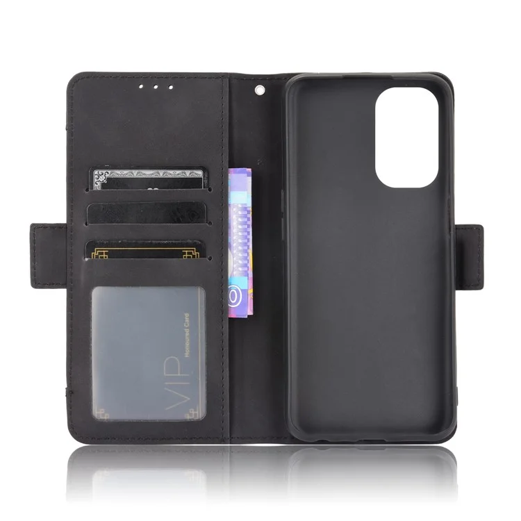 Leather Wallet Protective Case with Multiple Card Slots for Oppo A93 5G / A74 5G / A54 5G - Black-Cellmalls