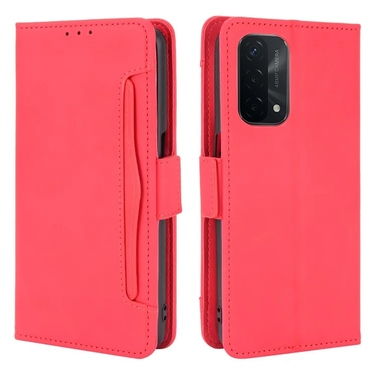 Leather Wallet Protective Case with Multiple Card Slots for Oppo A93 5G / A74 5G / A54 5G - Black-Cellmalls