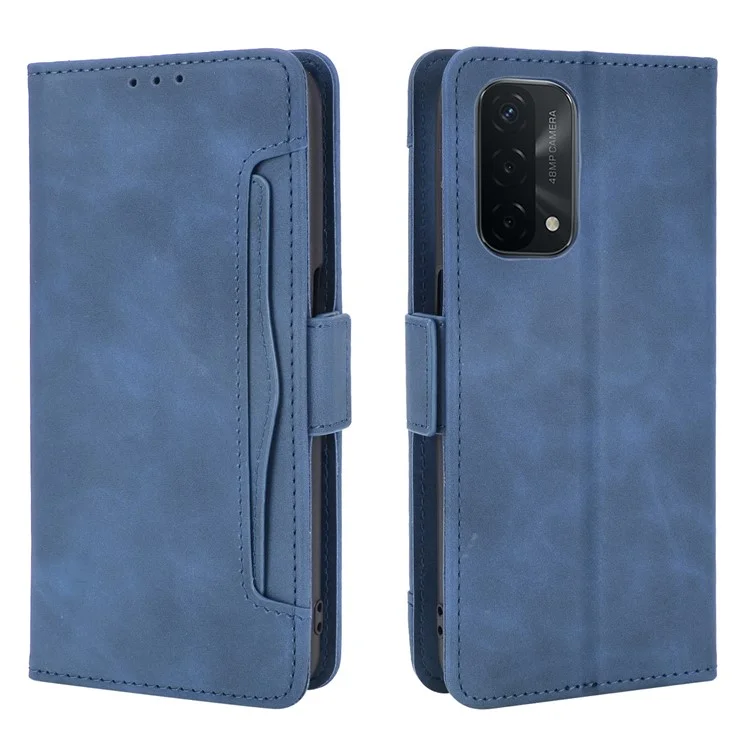 Leather Wallet Protective Case with Multiple Card Slots for Oppo A93 5G / A74 5G / A54 5G - Black-Cellmalls