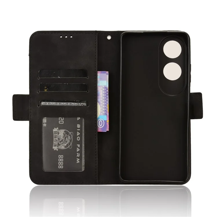 For Oppo A60 4G Case with Multiple Card Slots PU Leather Flip Stand Cell Phone Cover - Black-Cellmalls