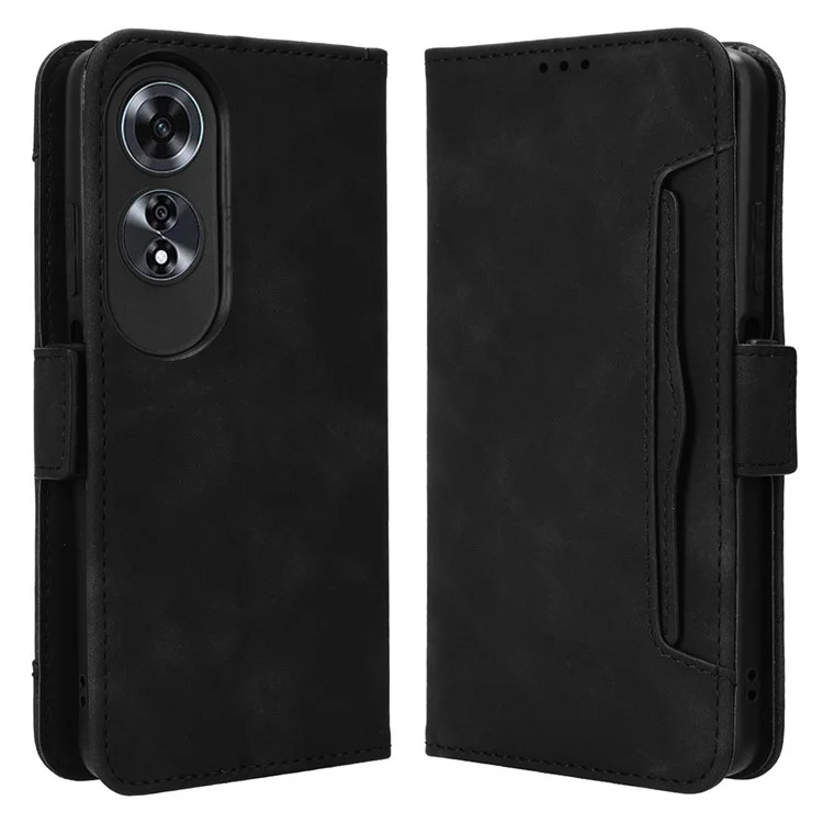 For Oppo A60 4G Case with Multiple Card Slots PU Leather Flip Stand Cell Phone Cover - Black-Cellmalls