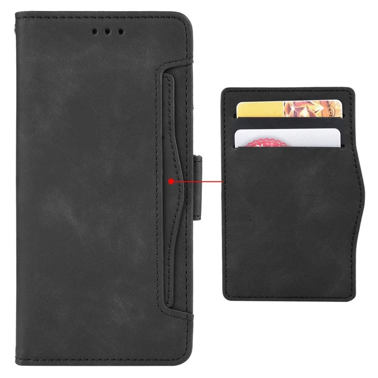 For Oppo A57 (2022) 5G / A77 5G PU Leather Folio Book Case Wallet Card Slots Magnetic Closure Stand Function Shockproof Protective Cover - Black-Cellmalls