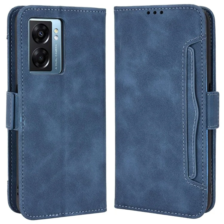 For Oppo A57 (2022) 5G / A77 5G PU Leather Folio Book Case Wallet Card Slots Magnetic Closure Stand Function Shockproof Protective Cover - Black-Cellmalls