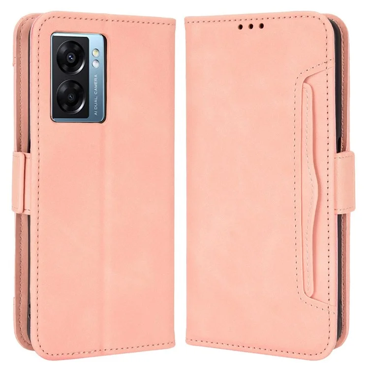 For Oppo A57 (2022) 5G / A77 5G PU Leather Folio Book Case Wallet Card Slots Magnetic Closure Stand Function Shockproof Protective Cover - Black-Cellmalls