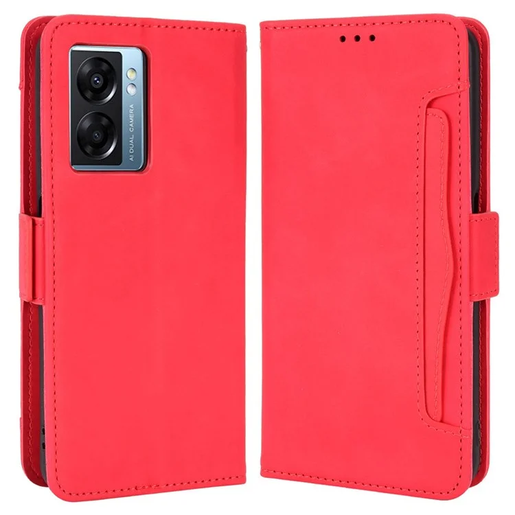 For Oppo A57 (2022) 5G / A77 5G PU Leather Folio Book Case Wallet Card Slots Magnetic Closure Stand Function Shockproof Protective Cover - Black-Cellmalls
