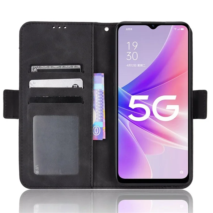 For Oppo A57 (2022) 5G / A77 5G PU Leather Folio Book Case Wallet Card Slots Magnetic Closure Stand Function Shockproof Protective Cover - Black-Cellmalls