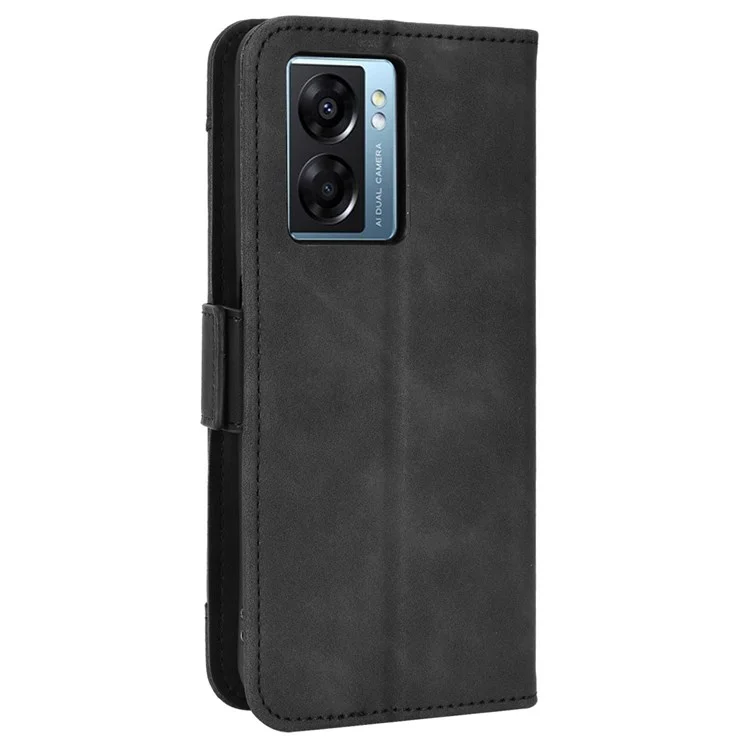 For Oppo A57 (2022) 5G / A77 5G PU Leather Folio Book Case Wallet Card Slots Magnetic Closure Stand Function Shockproof Protective Cover - Black-Cellmalls