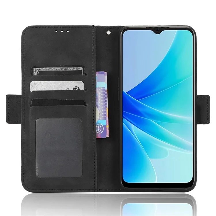 Anti-scratch Phone Cover For Oppo A57 4G / A57s 4G / A57 (CPH2387) (Taiwan Version) PU Leather Phone Flip Wallet Case with Multiple Card Slots - Black-Cellmalls