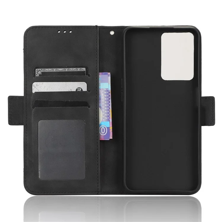 Anti-scratch Phone Cover For Oppo A57 4G / A57s 4G / A57 (CPH2387) (Taiwan Version) PU Leather Phone Flip Wallet Case with Multiple Card Slots - Black-Cellmalls