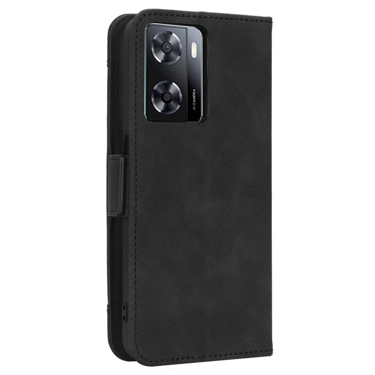 Anti-scratch Phone Cover For Oppo A57 4G / A57s 4G / A57 (CPH2387) (Taiwan Version) PU Leather Phone Flip Wallet Case with Multiple Card Slots - Black-Cellmalls