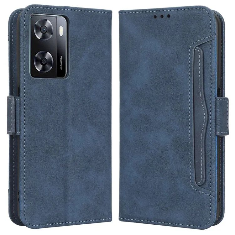 Anti-scratch Phone Cover For Oppo A57 4G / A57s 4G / A57 (CPH2387) (Taiwan Version) PU Leather Phone Flip Wallet Case with Multiple Card Slots - Black-Cellmalls