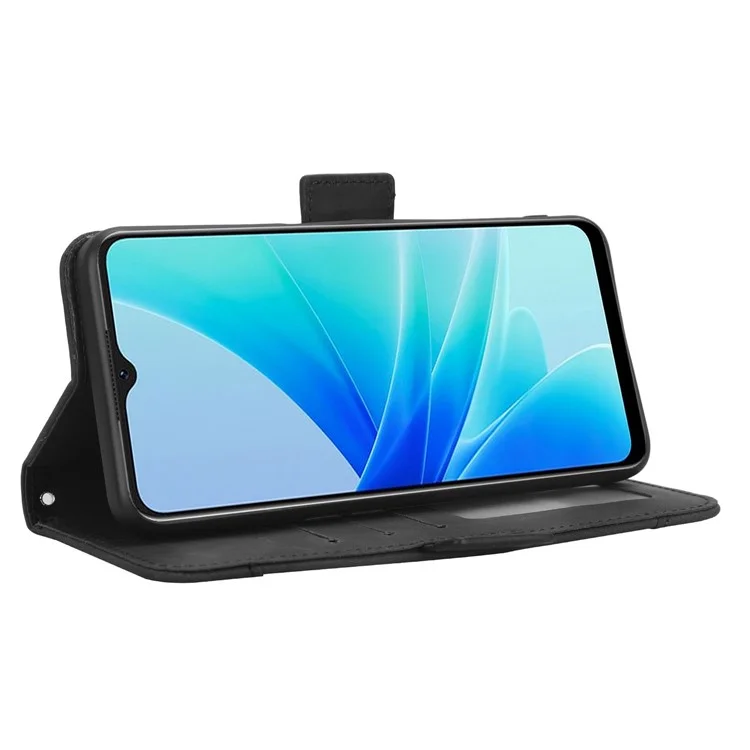 Anti-scratch Phone Cover For Oppo A57 4G / A57s 4G / A57 (CPH2387) (Taiwan Version) PU Leather Phone Flip Wallet Case with Multiple Card Slots - Black-Cellmalls