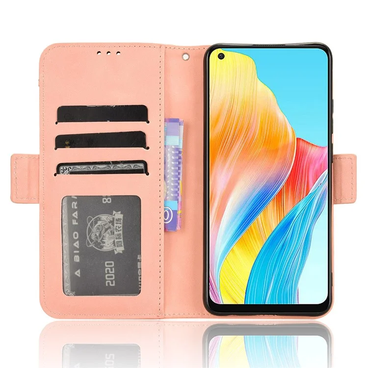 For Oppo A58 4G Wallet PU Leather Phone Case Phone Stand Cover with Multiple Card Slots - Pink-Cellmalls
