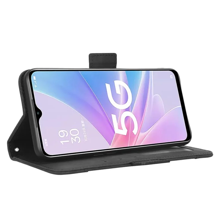 For Oppo A58 5G Dual Magnetic Clasp Phone Cover Stand Wallet Multiple Card Slots PU Leather Anti-scratch Smartphone Case - Black-Cellmalls