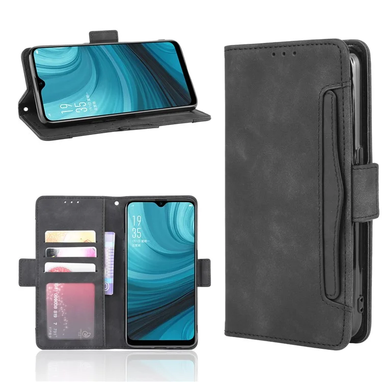Wallet Stand Flip Leather Protective Case for OPPO A12/A7/AX7/A5s/AX5s - Black-Cellmalls