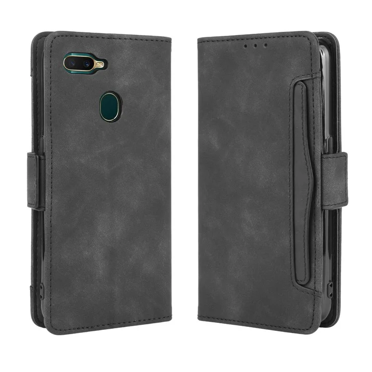 Wallet Stand Flip Leather Protective Case for OPPO A12/A7/AX7/A5s/AX5s - Black-Cellmalls