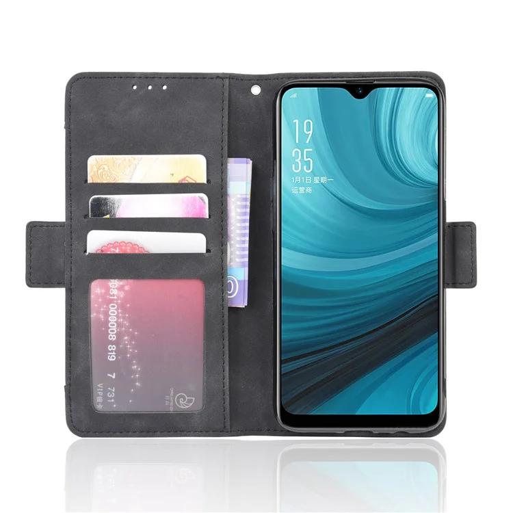 Wallet Stand Flip Leather Protective Case for OPPO A12/A7/AX7/A5s/AX5s - Black-Cellmalls