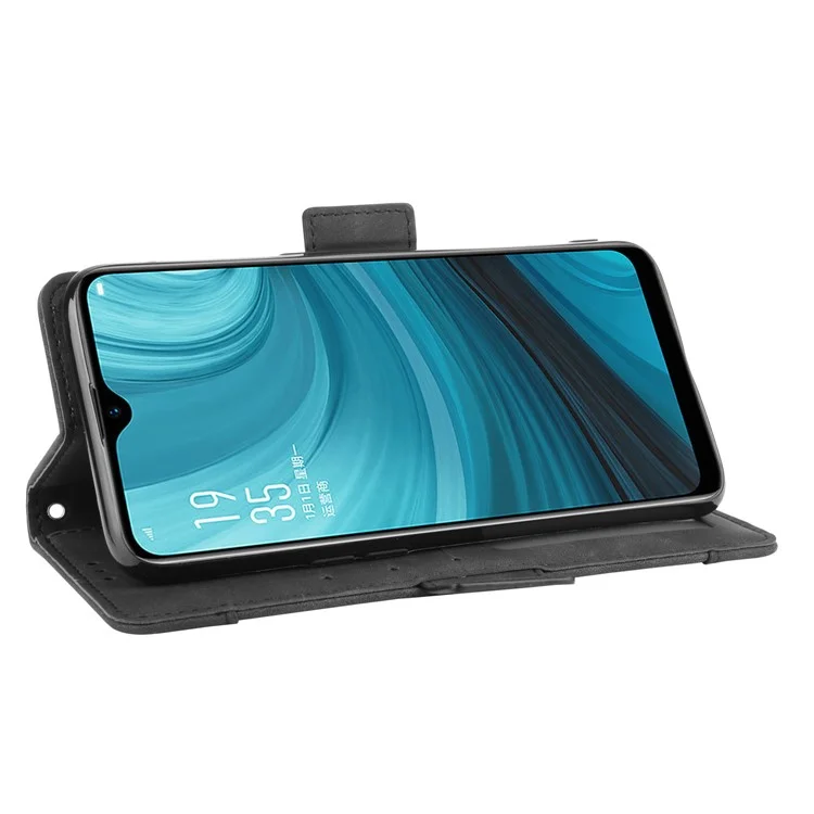 Wallet Stand Flip Leather Protective Case for OPPO A12/A7/AX7/A5s/AX5s - Black-Cellmalls