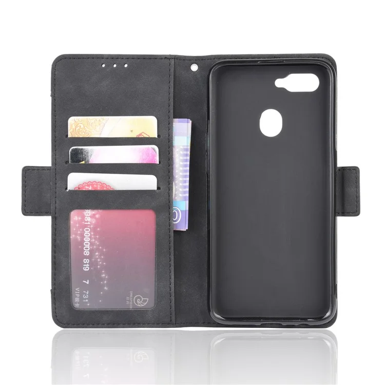 Wallet Stand Flip Leather Protective Case for OPPO A12/A7/AX7/A5s/AX5s - Black-Cellmalls