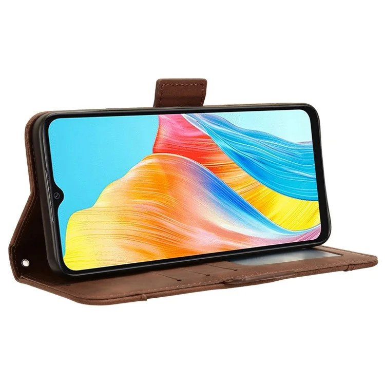 For Oppo A38 4G / A18 4G Case Stand Shell PU Leather Wallet Phone Cover - Brown-Cellmalls