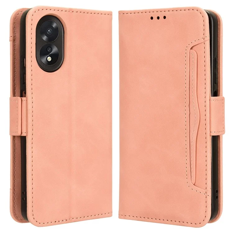 For Oppo A38 4G / A18 4G Case Stand Shell PU Leather Wallet Phone Cover - Brown-Cellmalls