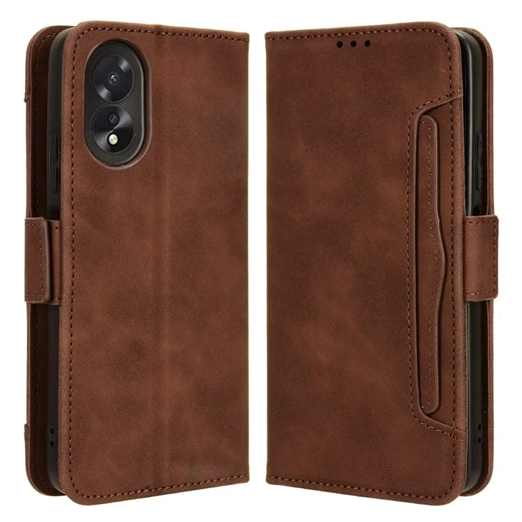 For Oppo A38 4G / A18 4G Case Stand Shell PU Leather Wallet Phone Cover - Brown-Cellmalls
