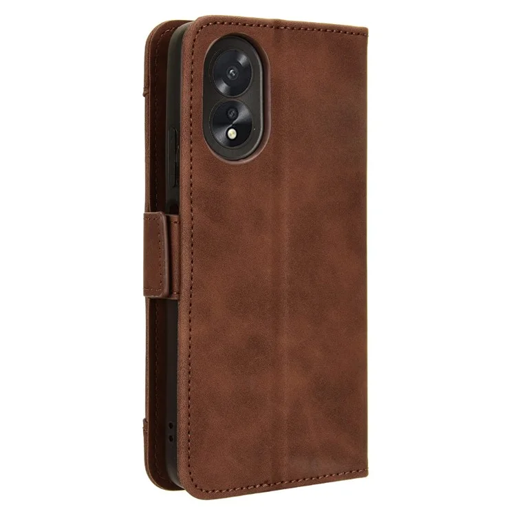 For Oppo A38 4G / A18 4G Case Stand Shell PU Leather Wallet Phone Cover - Brown-Cellmalls