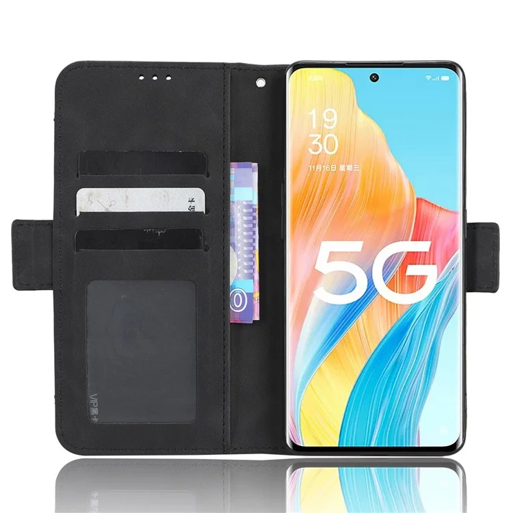For Oppo A1 Pro 5G / Reno8 T 5G PU Leather Phone Case Multiple Card Slots Magnetic Shockproof Flip Phone Cover Wallet Stand - Black-Cellmalls