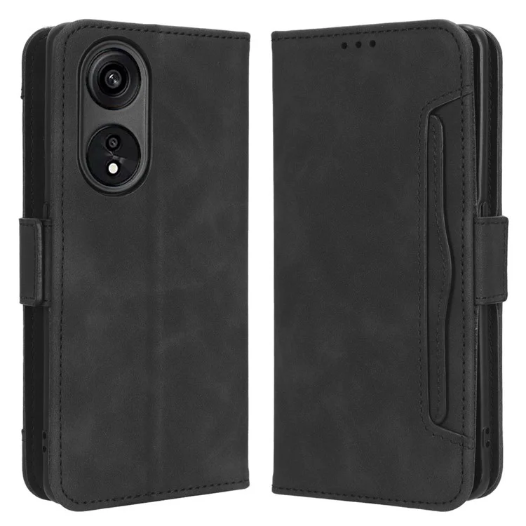 For Oppo A1 Pro 5G / Reno8 T 5G PU Leather Phone Case Multiple Card Slots Magnetic Shockproof Flip Phone Cover Wallet Stand - Black-Cellmalls