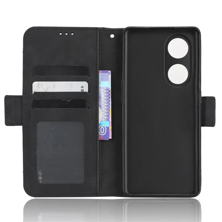 For Oppo A1 Pro 5G / Reno8 T 5G PU Leather Phone Case Multiple Card Slots Magnetic Shockproof Flip Phone Cover Wallet Stand - Black-Cellmalls