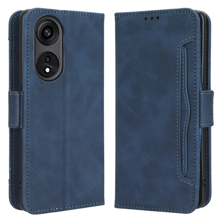 For Oppo A1 Pro 5G / Reno8 T 5G PU Leather Phone Case Multiple Card Slots Magnetic Shockproof Flip Phone Cover Wallet Stand - Black-Cellmalls