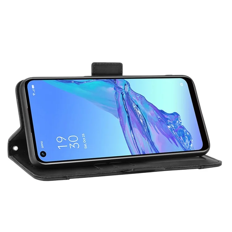 Multiple Card Slots Leather with Wallet Cell Phone Cover for Oppo A53/A32 (2020) - Black-Cellmalls