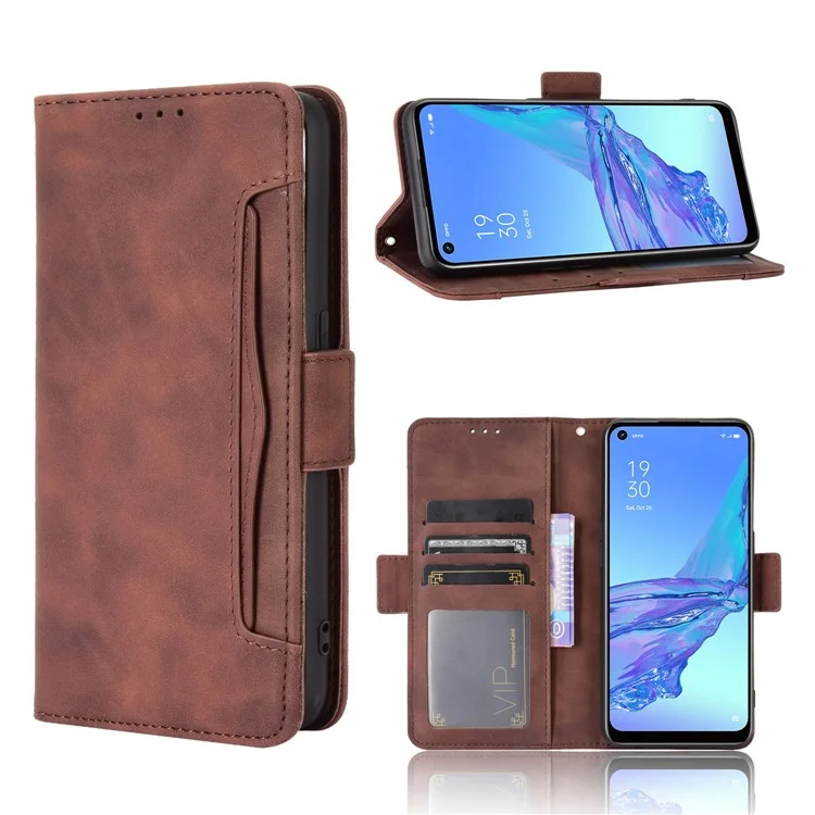 Multiple Card Slots Leather with Wallet Cell Phone Cover for Oppo A53/A32 (2020) - Black-Cellmalls