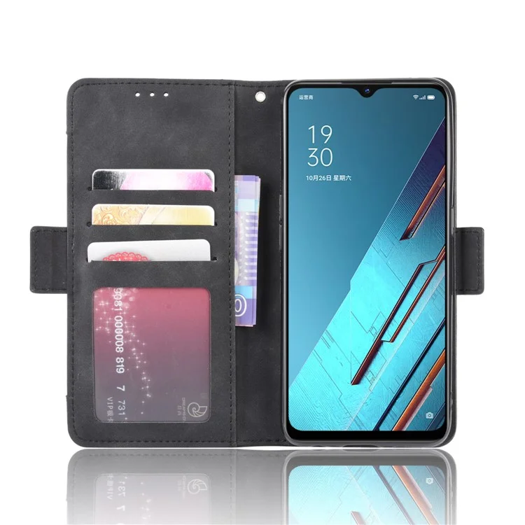 Wallet Leather Phone Case with Multiple Card Slots for Oppo Find X2 Lite/Reno3 5G - Black-Cellmalls