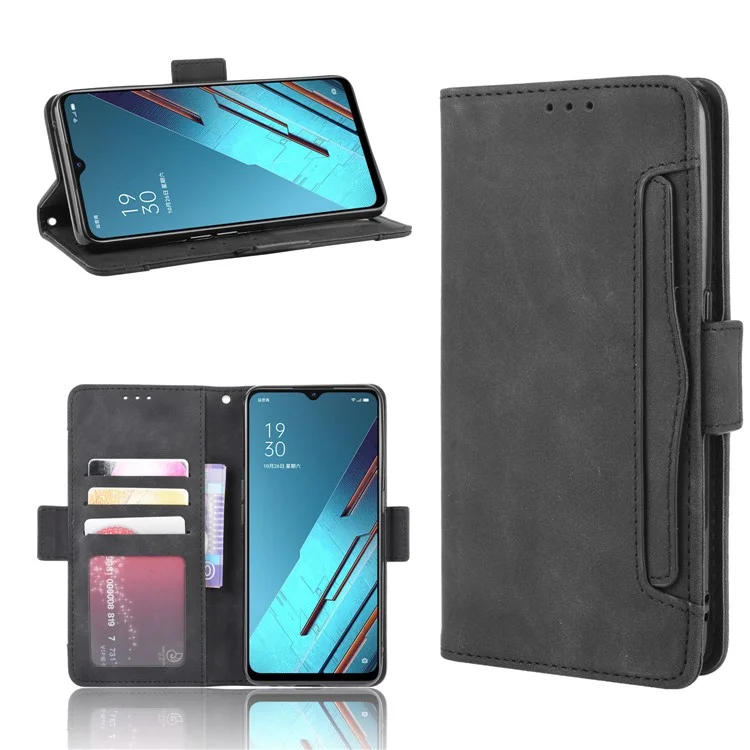 Wallet Leather Phone Case with Multiple Card Slots for Oppo Find X2 Lite/Reno3 5G - Black-Cellmalls