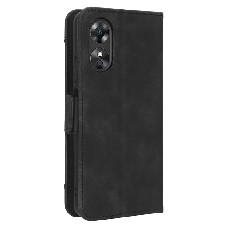 Multiple Card Slots Phone Case for Oppo A17 4G, PU Leather + TPU Wallet Stand Protective Cover - Black-Cellmalls