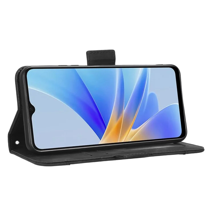 Multiple Card Slots Phone Case for Oppo A17 4G, PU Leather + TPU Wallet Stand Protective Cover - Black-Cellmalls
