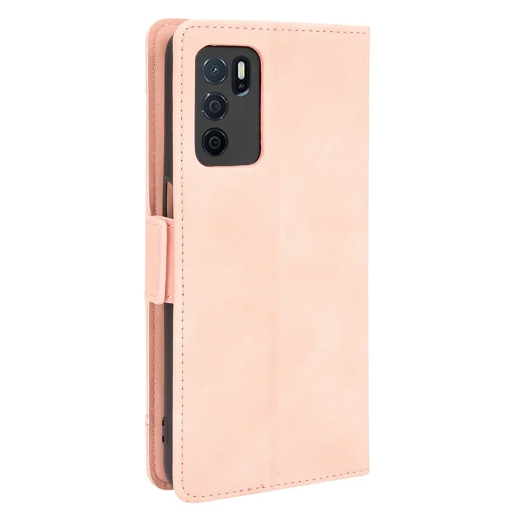 Wallet Design Phone Cover Stand Case with Multiple Card Slots for Oppo A16/A16s/A54s - Pink-Cellmalls
