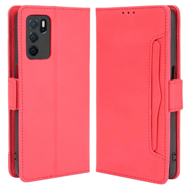 Wallet Design Phone Cover Stand Case with Multiple Card Slots for Oppo A16/A16s/A54s - Pink-Cellmalls