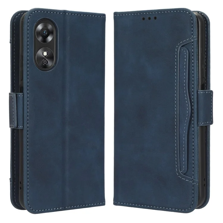 Multiple Card Slots Phone Case for Oppo A17 4G, PU Leather + TPU Wallet Stand Protective Cover - Black-Cellmalls