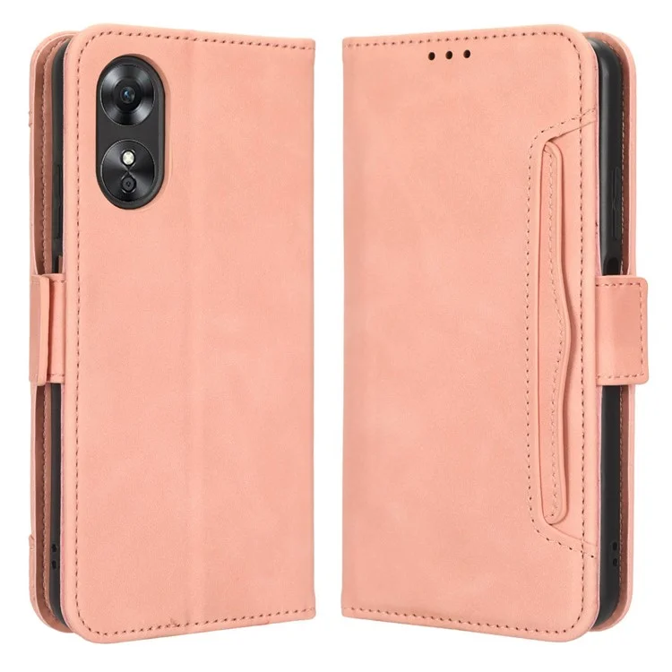 Multiple Card Slots Phone Case for Oppo A17 4G, PU Leather + TPU Wallet Stand Protective Cover - Black-Cellmalls