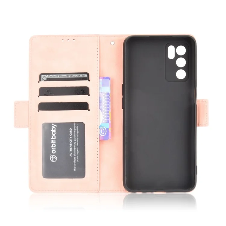 Wallet Design Phone Cover Stand Case with Multiple Card Slots for Oppo A16/A16s/A54s - Pink-Cellmalls