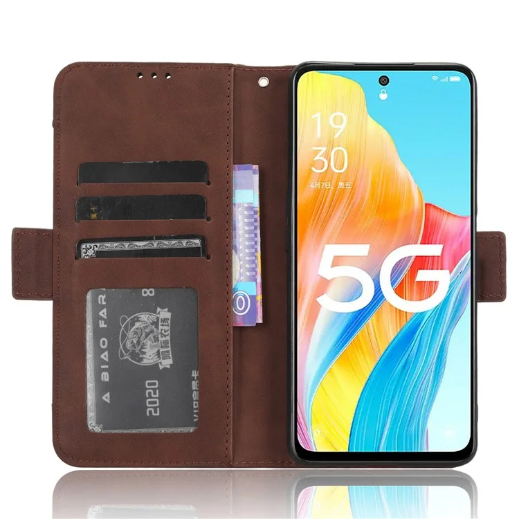For Oppo A1 5G / A98 5G / F23 5G Phone Cover PU Leather Wallet Phone Stand Case with Multiple Card Slots - Brown-Cellmalls