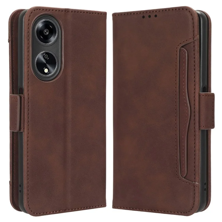 For Oppo A1 5G / A98 5G / F23 5G Phone Cover PU Leather Wallet Phone Stand Case with Multiple Card Slots - Brown-Cellmalls