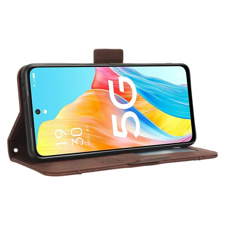 For Oppo A1 5G / A98 5G / F23 5G Phone Cover PU Leather Wallet Phone Stand Case with Multiple Card Slots - Brown-Cellmalls